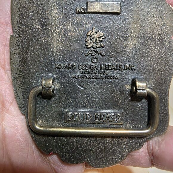 Vintage Solid Brass "The Life Line Of America" Truckers Belt Buckle Flying Eagle - Picture 7 of 10